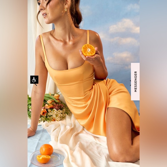 SOLD!! House of CB Bianca (Tangerine) pleated Dress - Picture 4 of 6